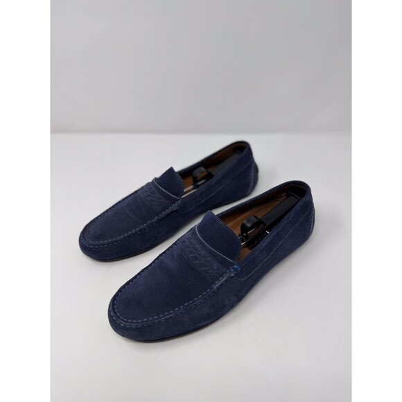 Aquatalia Men Shoes Blue Leather Penny Loafer Slip On Italian Suede Driving US 9 main image 6